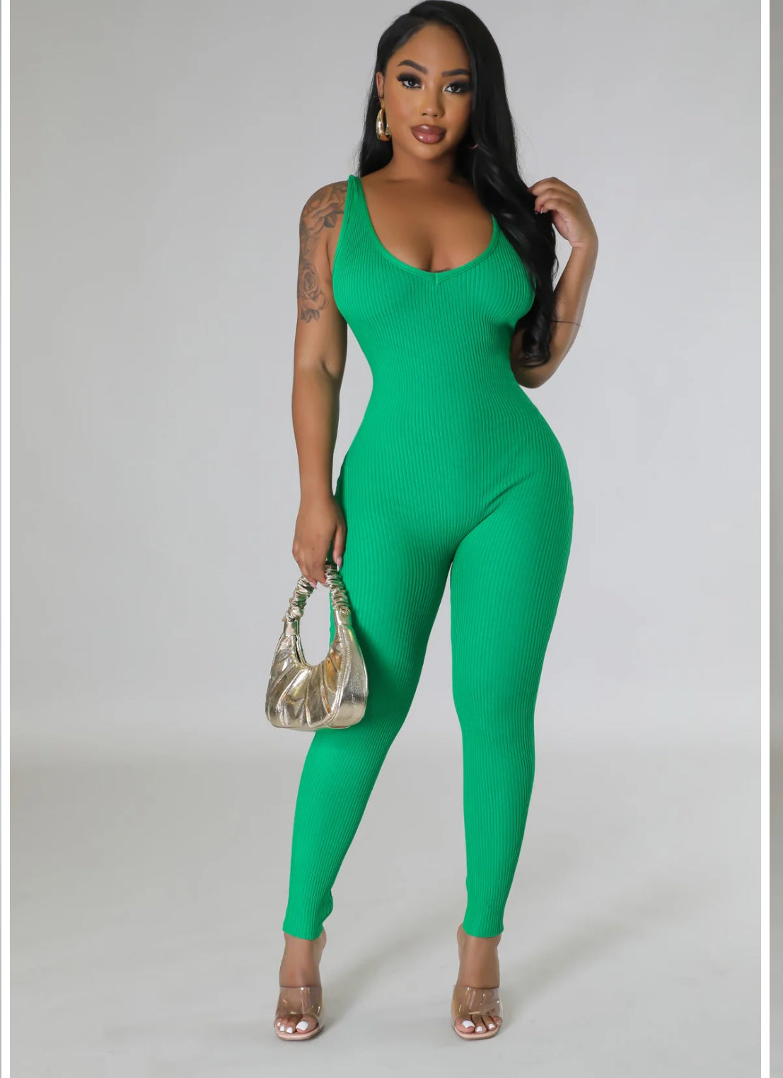 Green ribbed jumper
