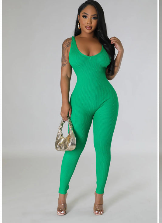 Green ribbed jumper